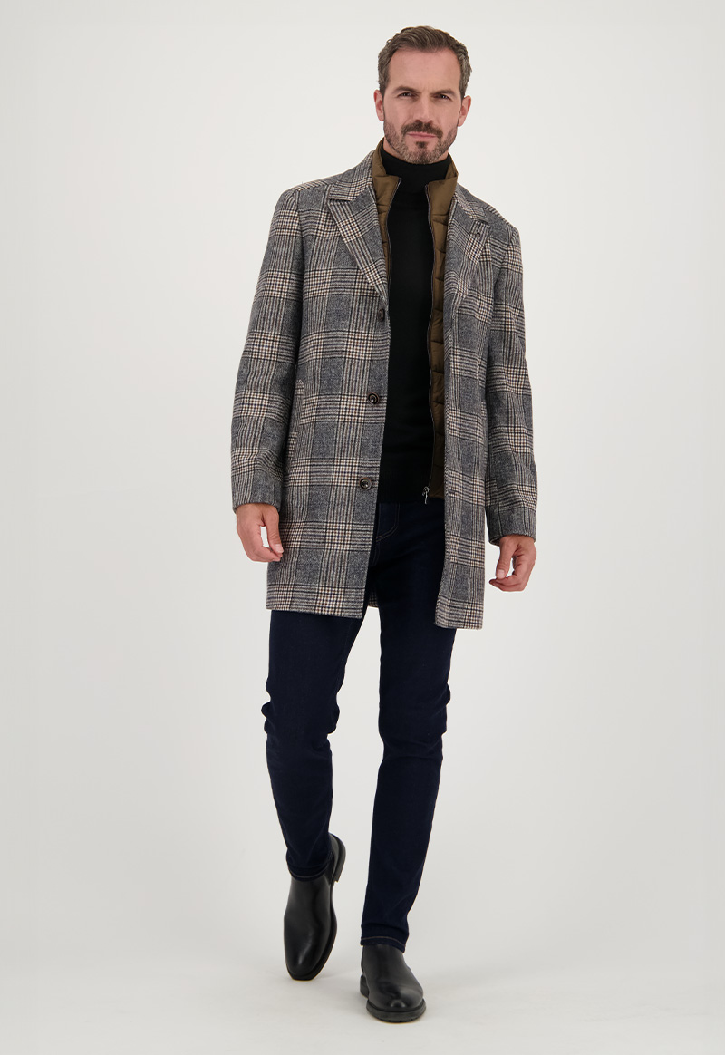 Elegante geruite winterjas