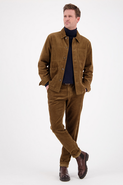 Bruine chino in corduroy en bijpassende corduroy vest in bruin Casual friday heren 
